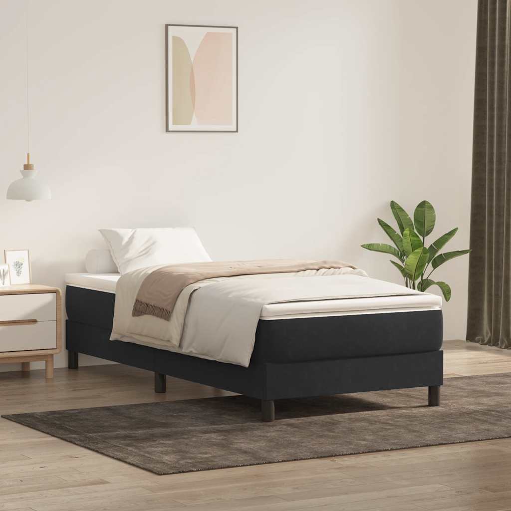 Κρεβάτι Boxspring με Στρώμα Μαύρο 90x220 εκ. Βελούδινο