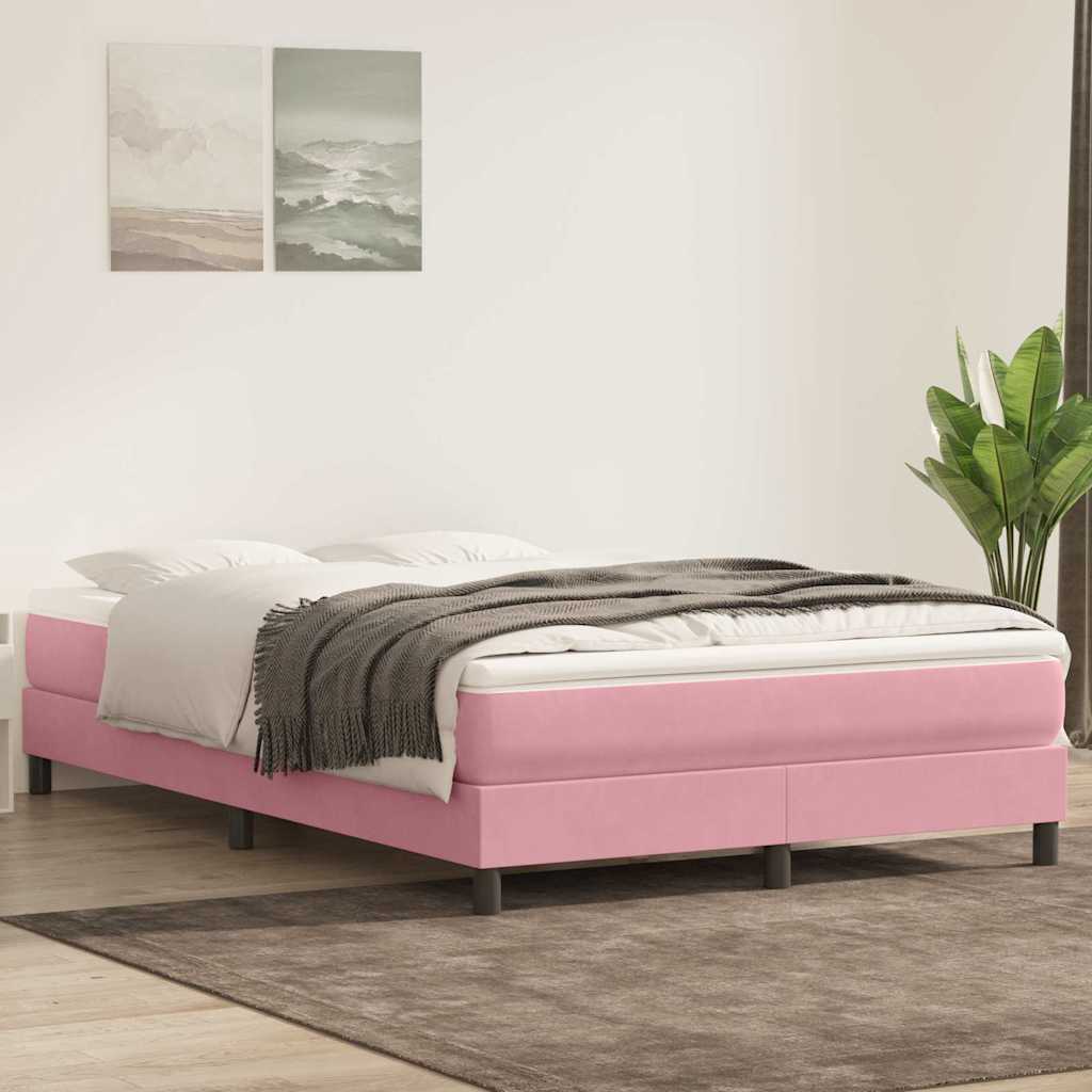 Box Spring κρεβάτι με στρώμα ροζ 160x220 cm Βελούδινο