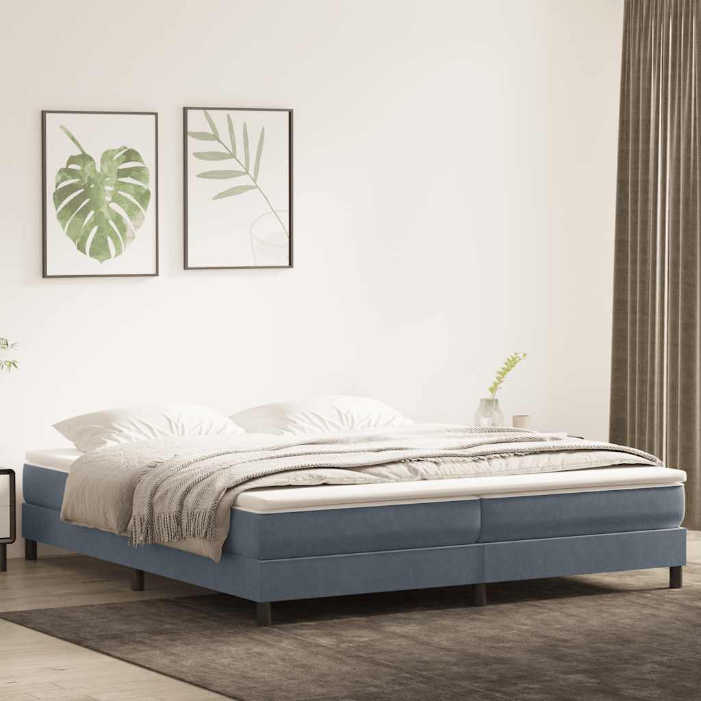 Box Spring Κρεβάτι με στρώμα Σκούρο γκρι 180x220 εκ. Βελούδινο