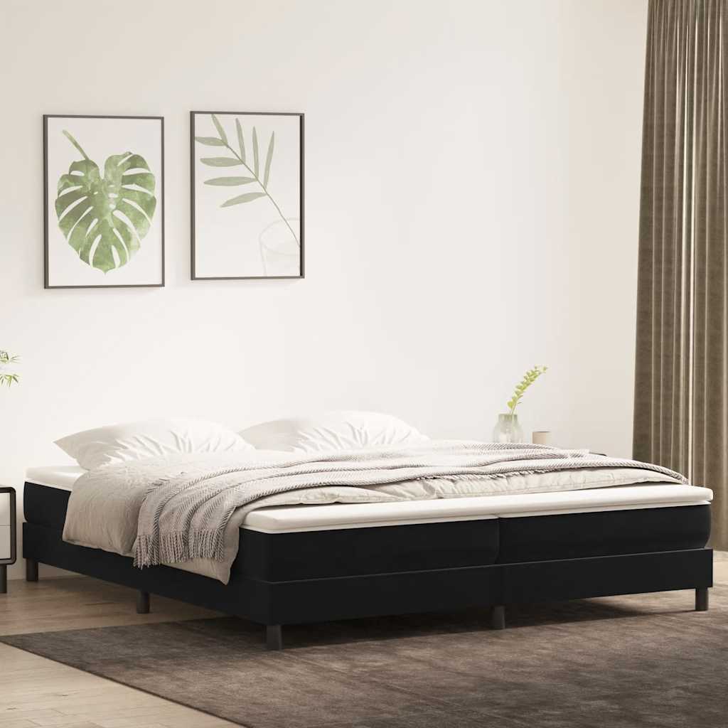 Box Spring Κρεβάτι με στρώμα Μαύρο 180x220 cm Βελούδινο