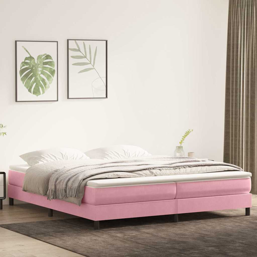 Box Spring κρεβάτι με στρώμα ροζ 180x220 cm Βελούδινο