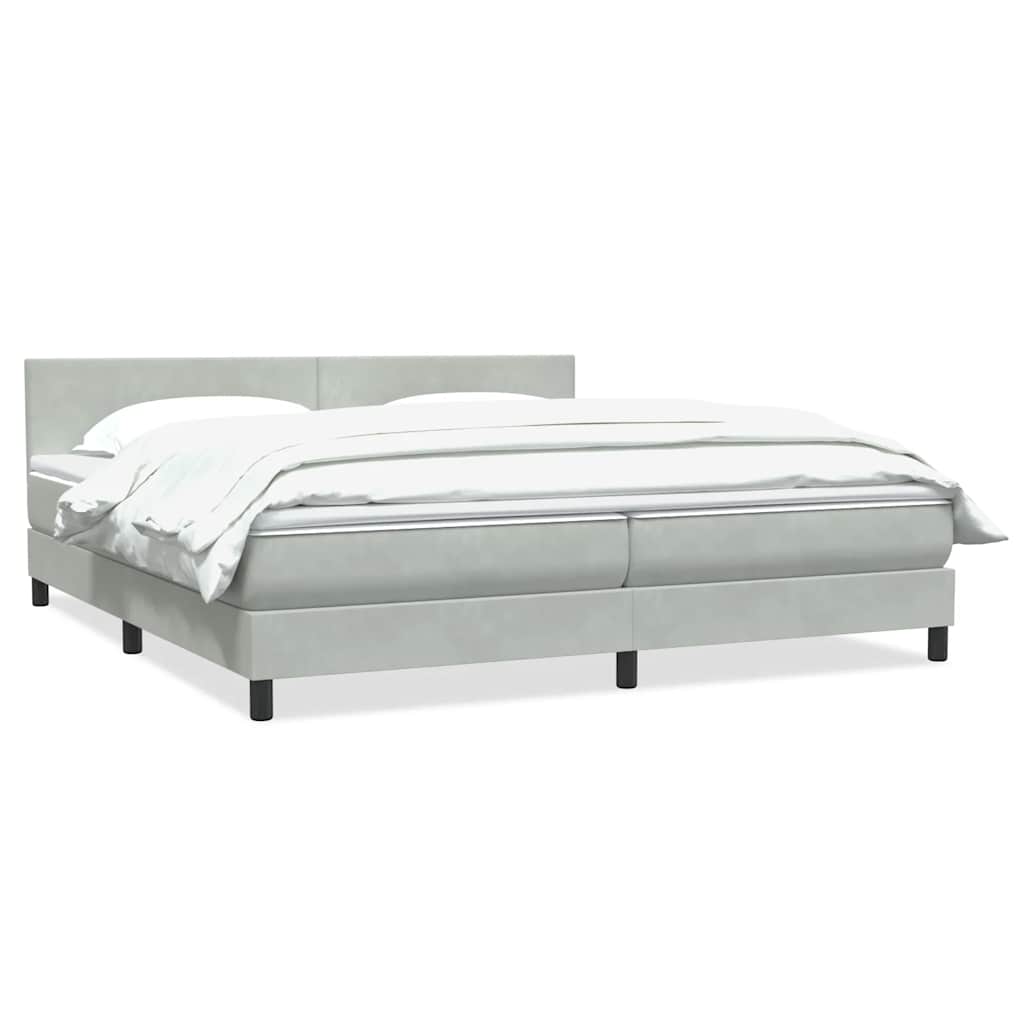 Κρεβάτι Boxspring με Στρώμα Ανοιχτό Γκρι 180x210 εκ. Βελούδινο