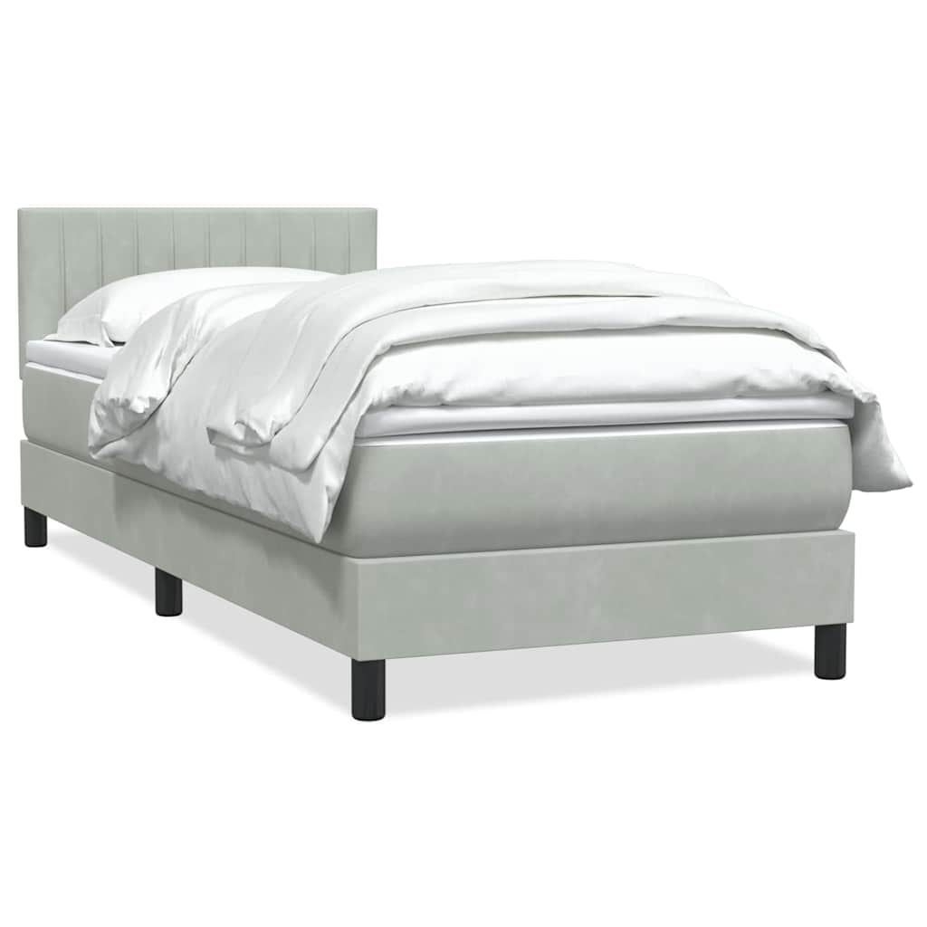 Κρεβάτι Boxspring με Στρώμα Ανοιχτό Γκρι 80x210 εκ. Βελούδινο