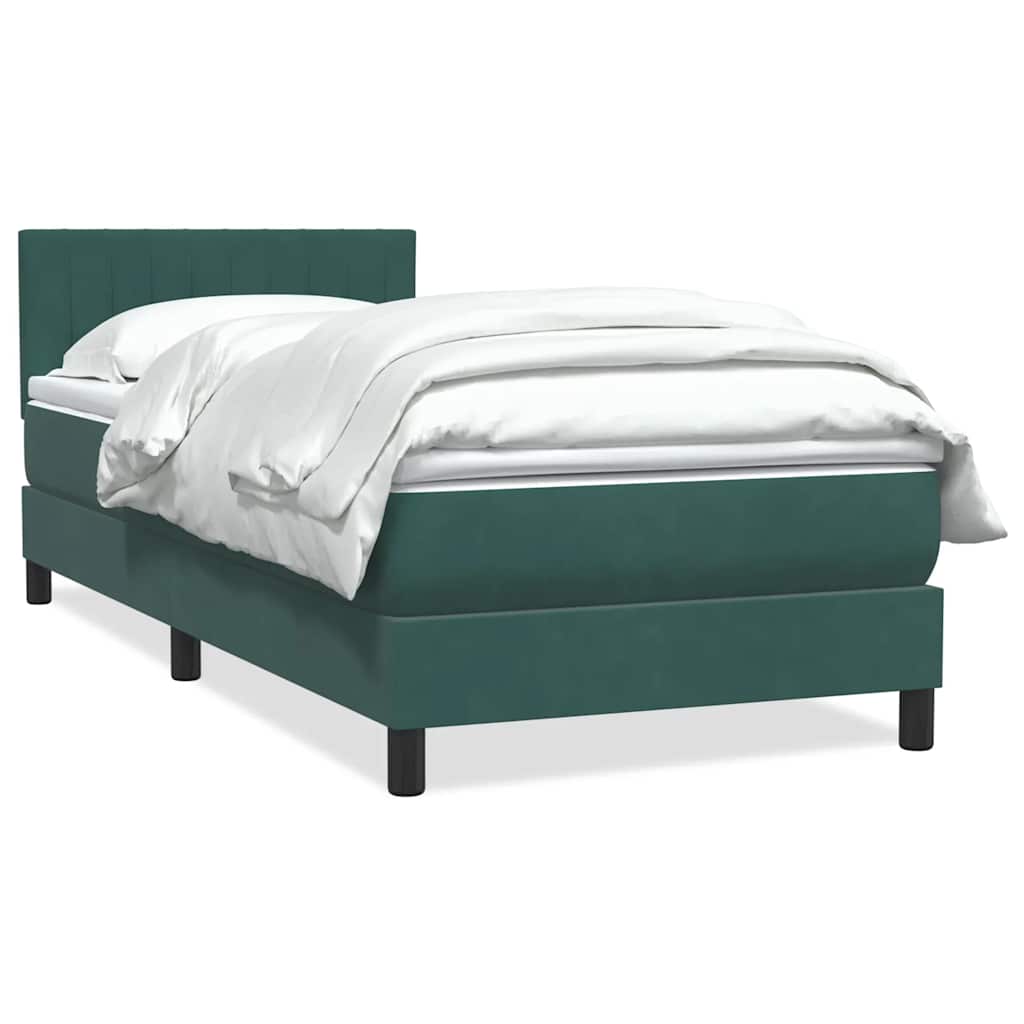 Box Spring κρεβάτι με στρώμα σκούρο πράσινο 90x210εκ. Βελούδινο