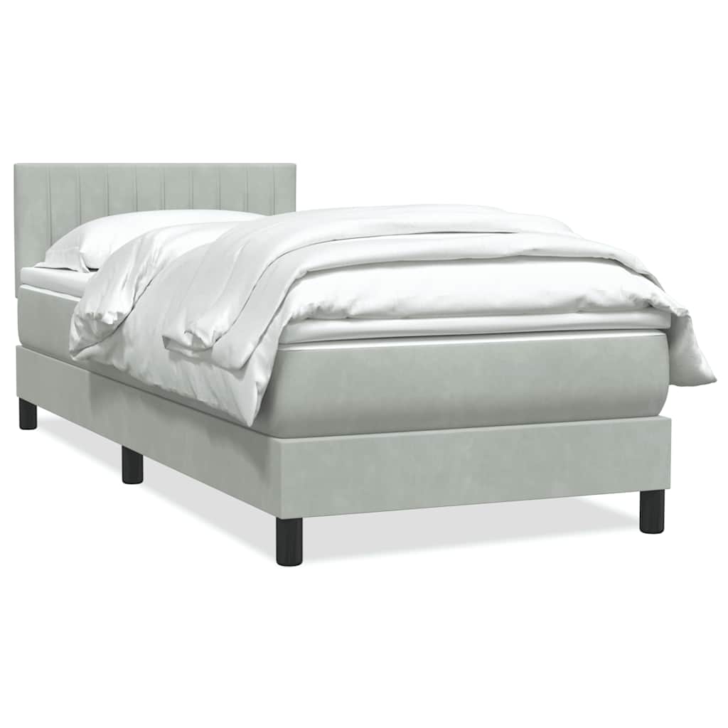 Κρεβάτι Boxspring με Στρώμα Ανοιχτό Γκρι 100x210 εκ. Βελούδινο
