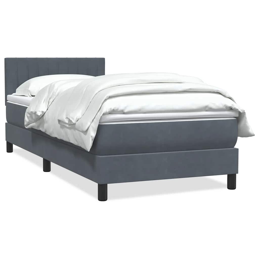 Κρεβάτι Boxspring με Στρώμα Σκούρο Γκρι 100x210 εκ. Βελούδινο