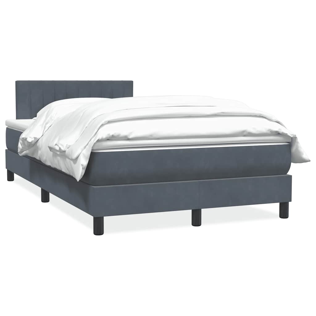 Κρεβάτι Boxspring με Στρώμα Σκούρο Γκρι 120x210 εκ. Βελούδινο