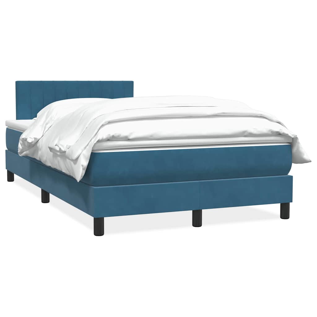 Κρεβάτι Boxspring με Στρώμα Σκούρο Μπλε 120x210 εκ. Βελούδινο