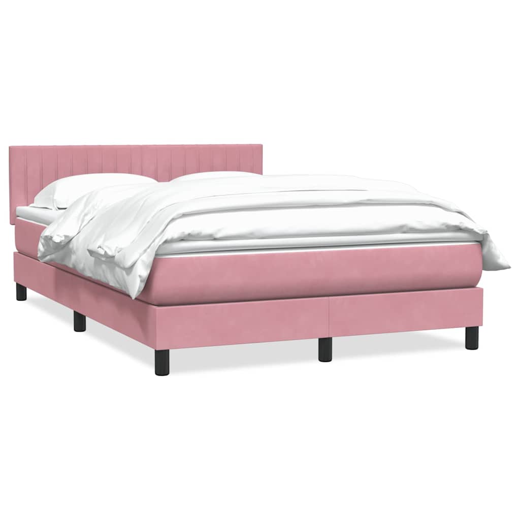 Κρεβάτι Boxspring με Στρώμα Ροζ 160x210 εκ. Βελούδινο