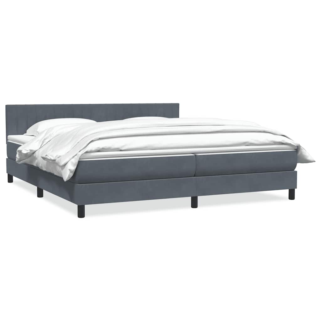 Κρεβάτι Boxspring με Στρώμα Σκούρο Γκρι 180x210 εκ. Βελούδινο