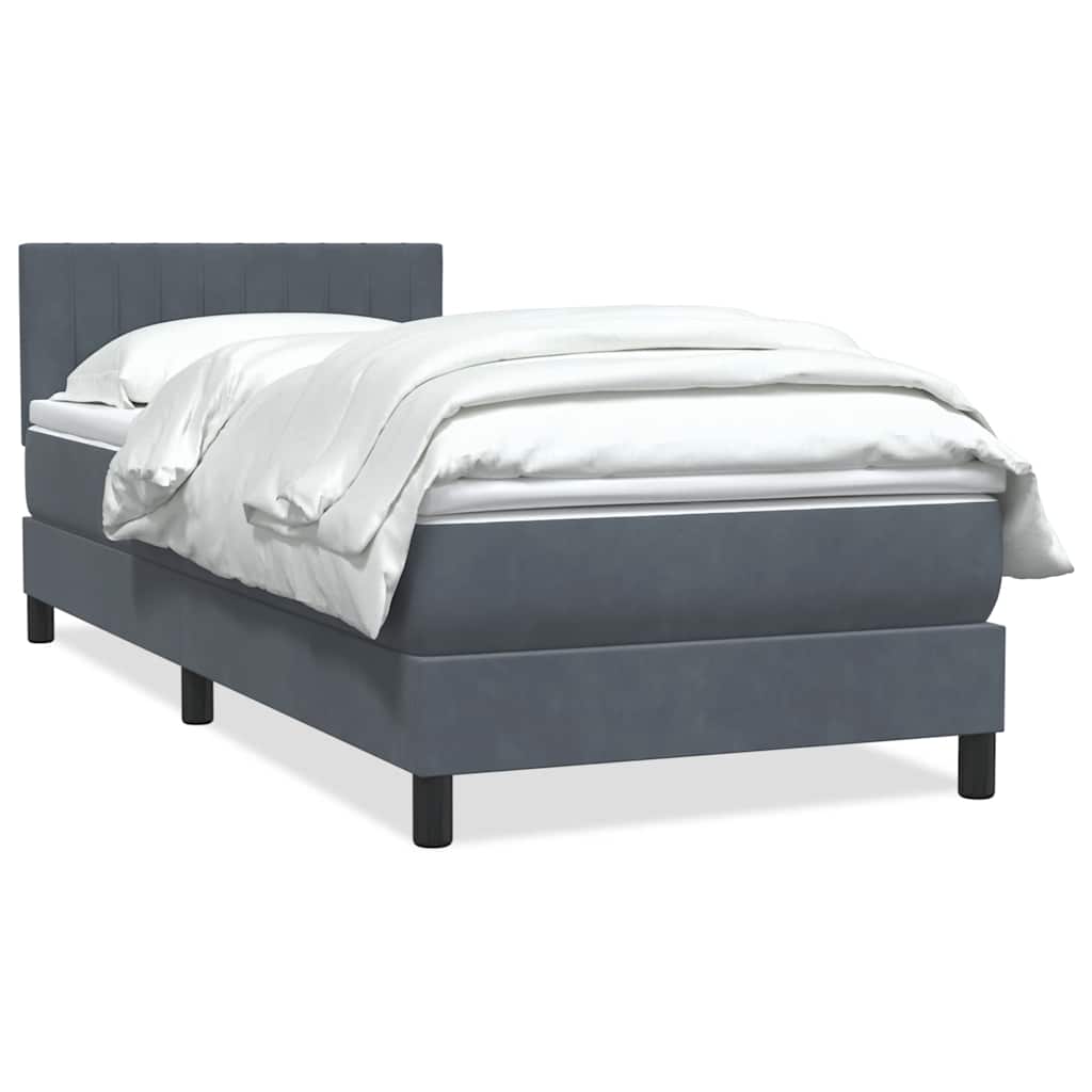 Κρεβάτι Boxspring με Στρώμα Σκούρο Γκρι 80x220 εκ. Βελούδινο