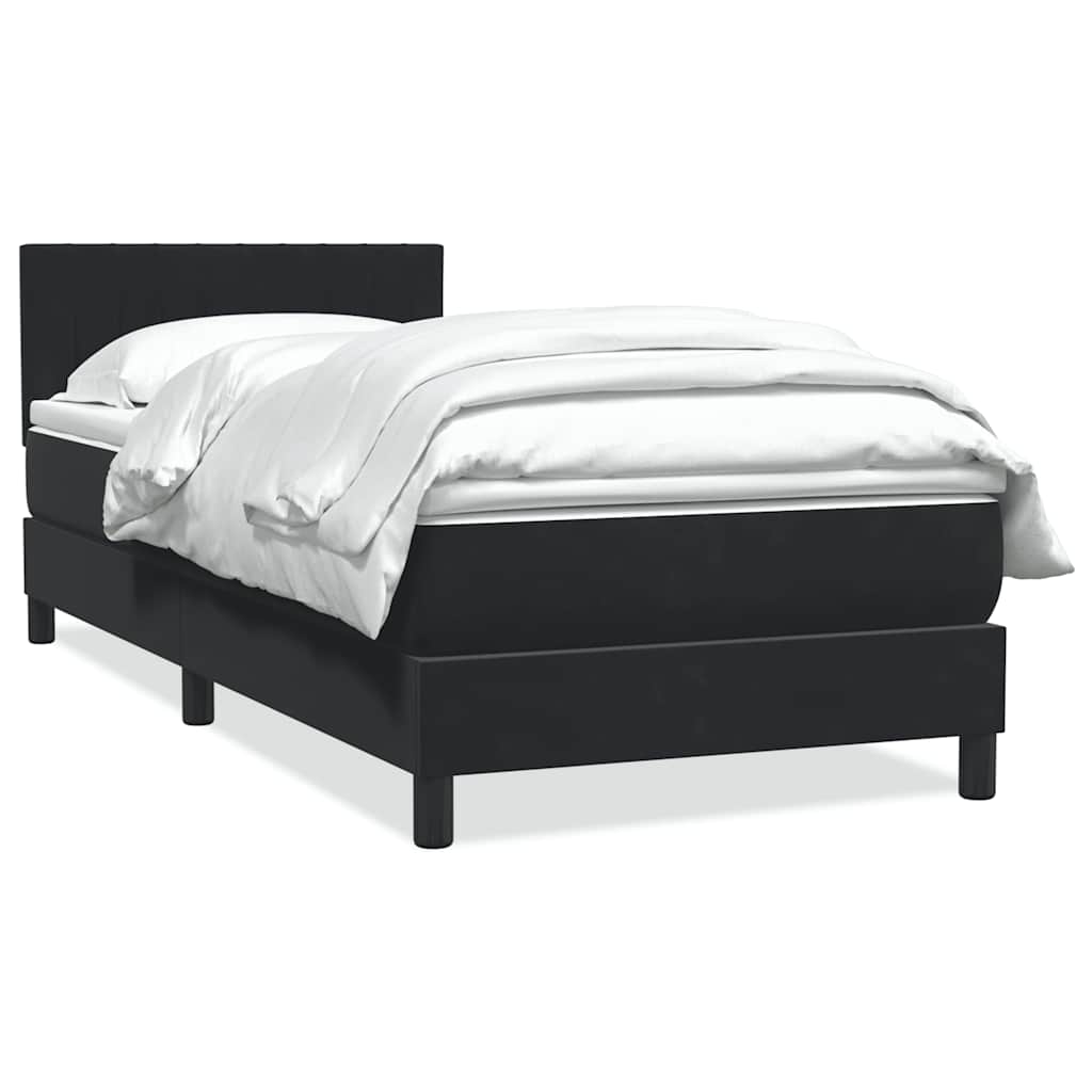 Κρεβάτι Boxspring με Στρώμα Μαύρο 80x220 εκ. Βελούδινο