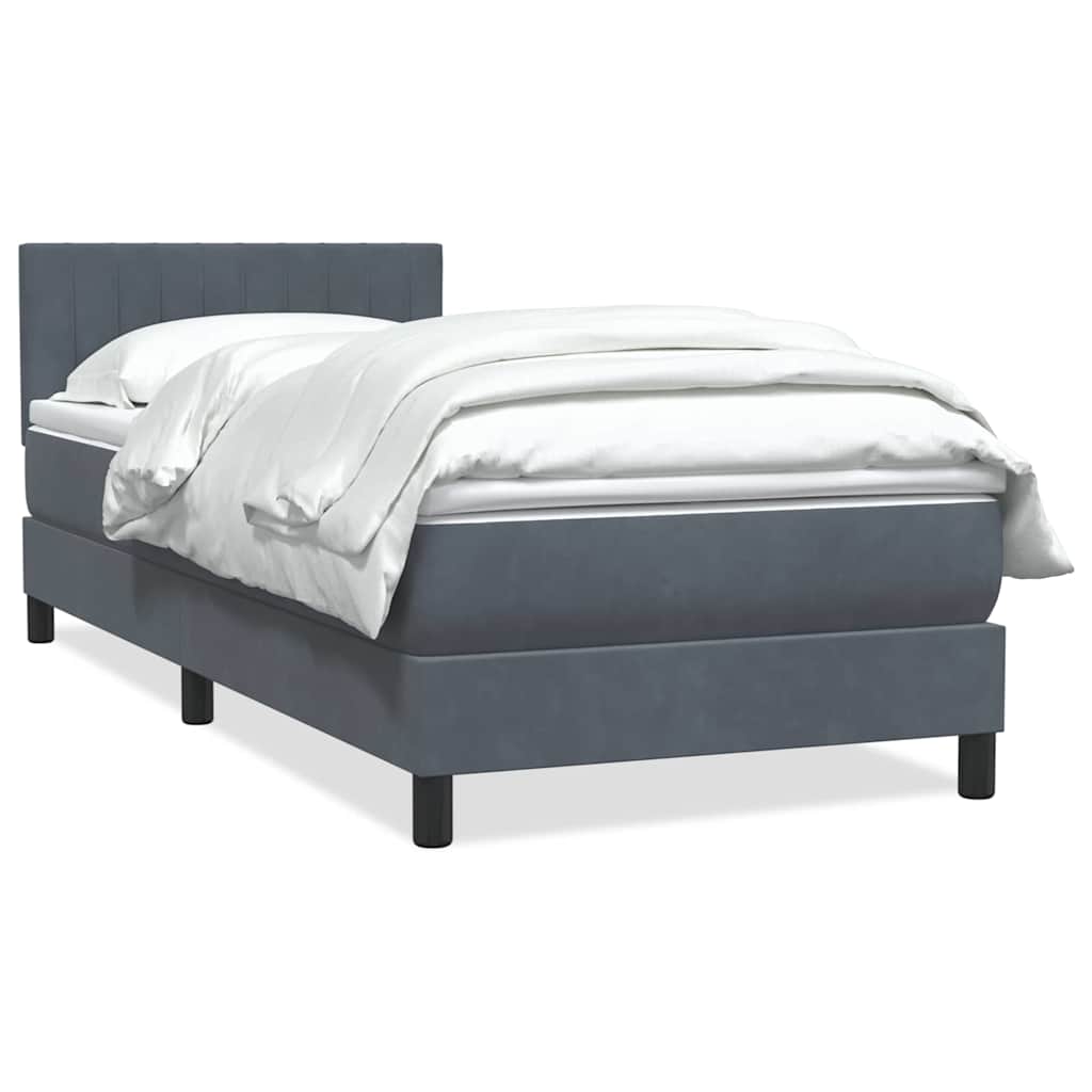 Κρεβάτι Boxspring με Στρώμα Σκούρο Γκρι 90x220 εκ. Βελούδινο