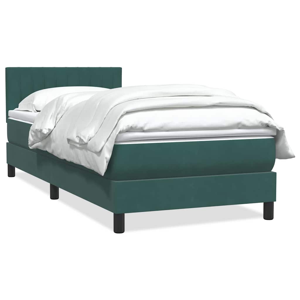 Box Spring κρεβάτι με στρώμα σκούρο πράσινο 90x220 cm Velvet
