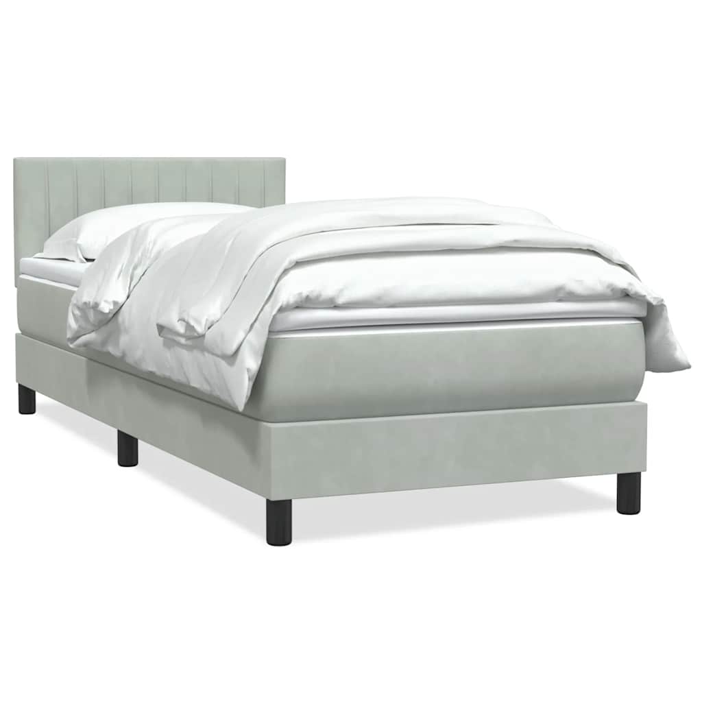 Box Spring κρεβάτι με στρώμα ανοιχτό γκρι 100x220 εκ. Βελούδινο
