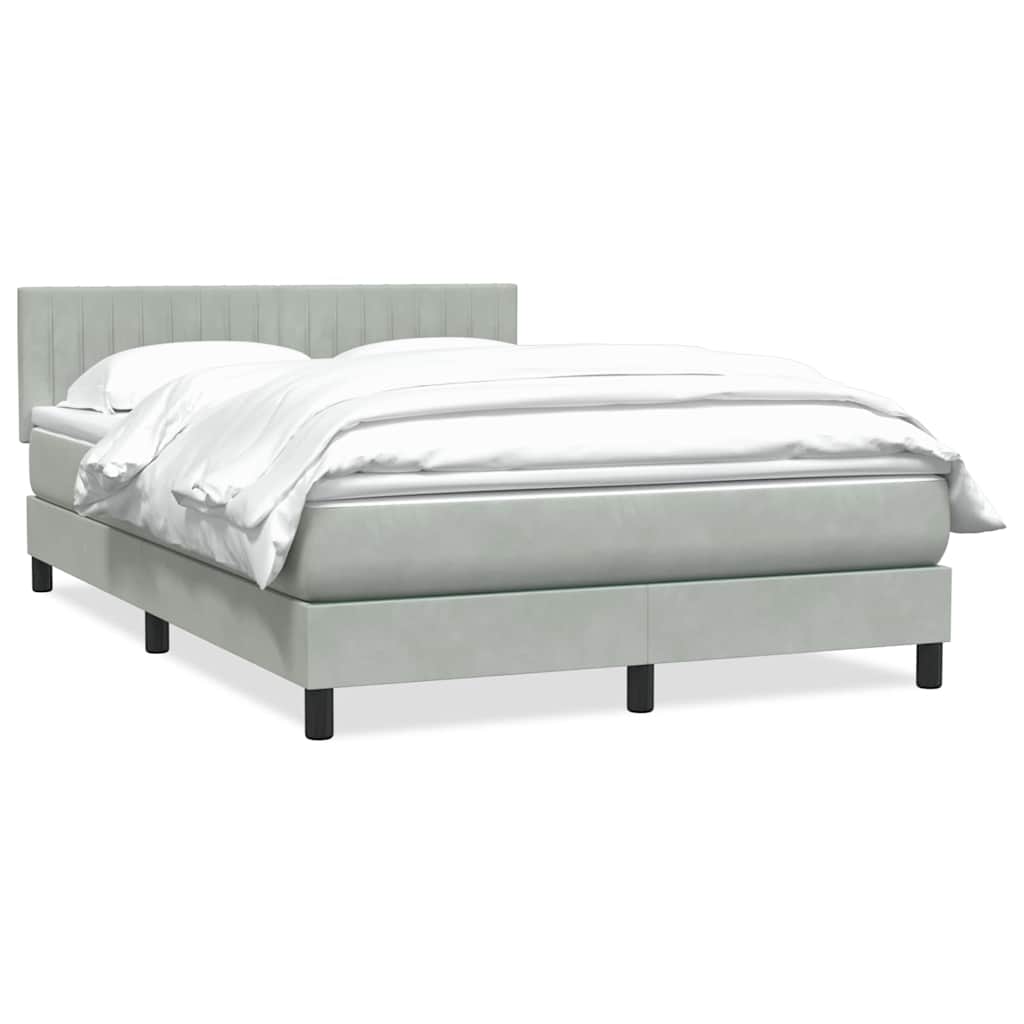 Κρεβάτι Boxspring με Στρώμα Ανοιχτό Γκρι 140x220 εκ. Βελούδινο