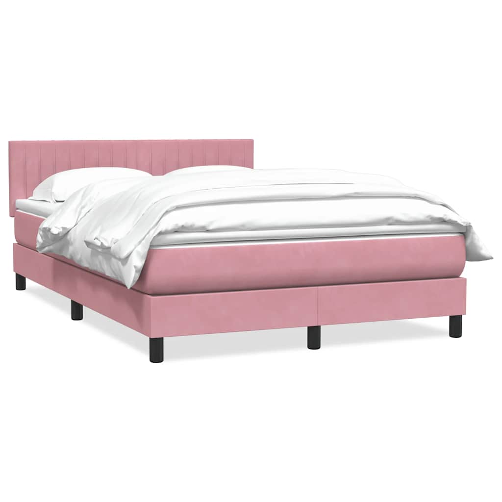 Box Spring κρεβάτι με στρώμα ροζ 140x220 cm Βελούδινο