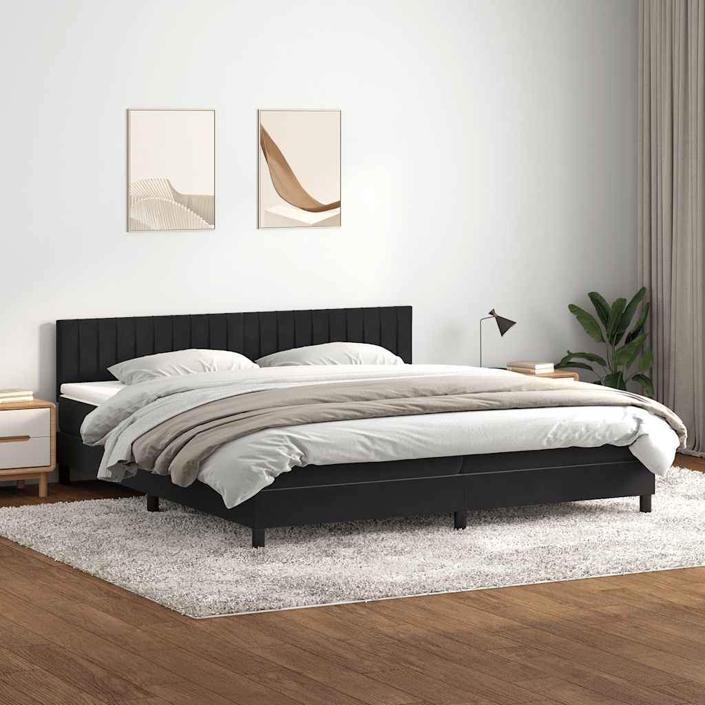 Box Spring Κρεβάτι με στρώμα Μαύρο 200x220 cm Βελούδινο