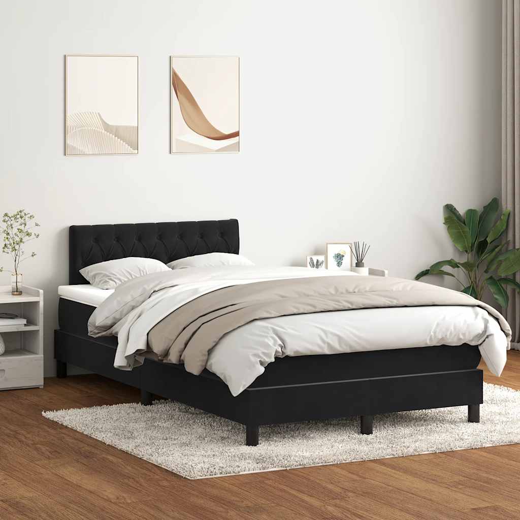 Κρεβάτι Boxspring με Στρώμα Μαύρο 1120x210 εκ. Βελούδινο