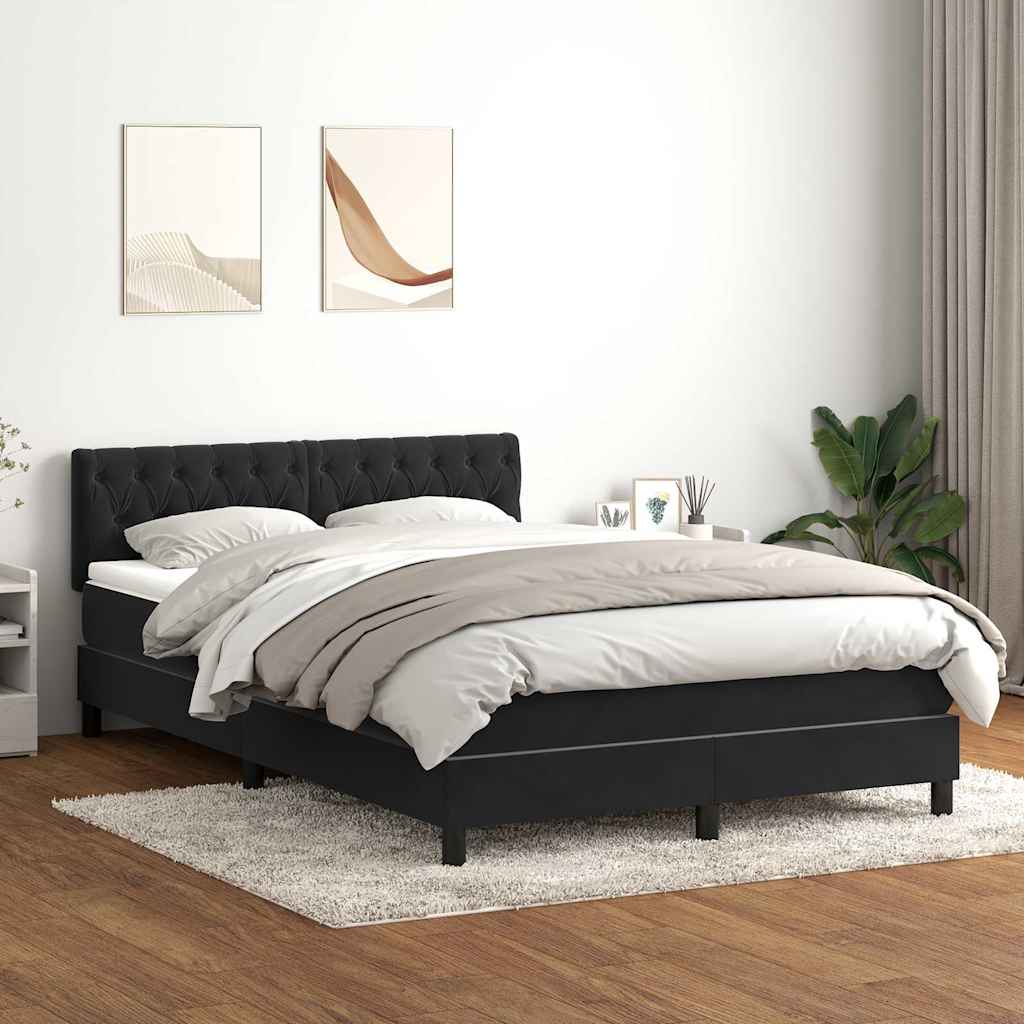 Κρεβάτι Boxspring με Στρώμα Μαύρο 1140x210 εκ. Βελούδινο