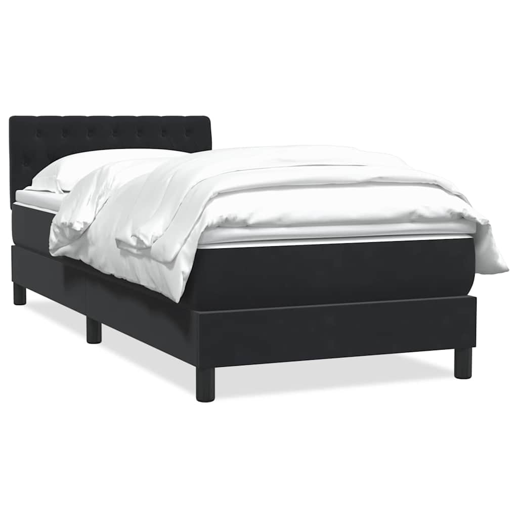 Κρεβάτι Boxspring με Στρώμα Μαύρο 90x220 εκ. Βελούδινο