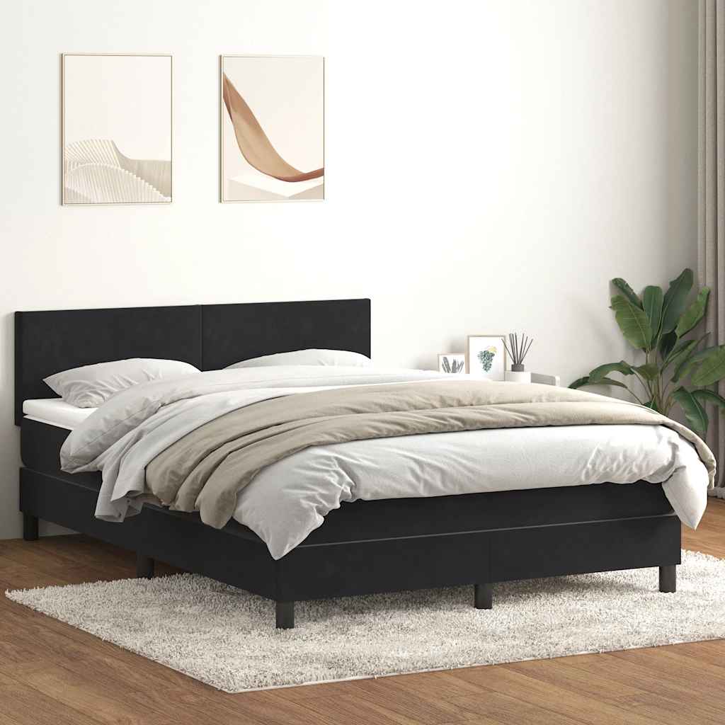 Κρεβάτι Boxspring με Στρώμα Μαύρο 160x210 εκ. Βελούδινο