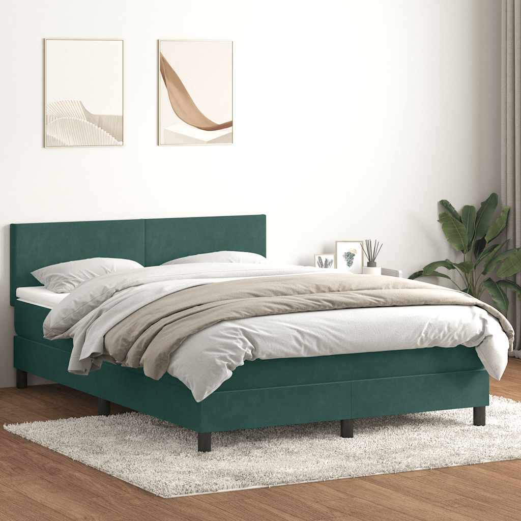 Box Spring κρεβάτι με στρώμα σκούρο πράσινο 160x220cm Βελούδινο