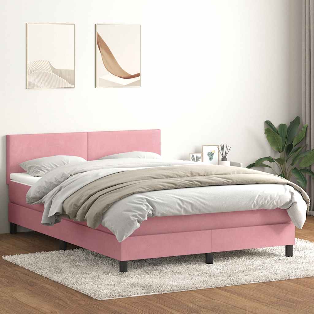 Box Spring κρεβάτι με στρώμα ροζ 160x220 cm Βελούδινο