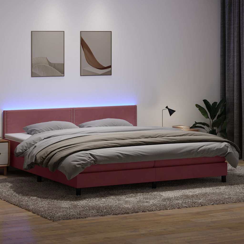 Box Spring κρεβάτι με στρώμα ροζ 180x220 cm Βελούδινο