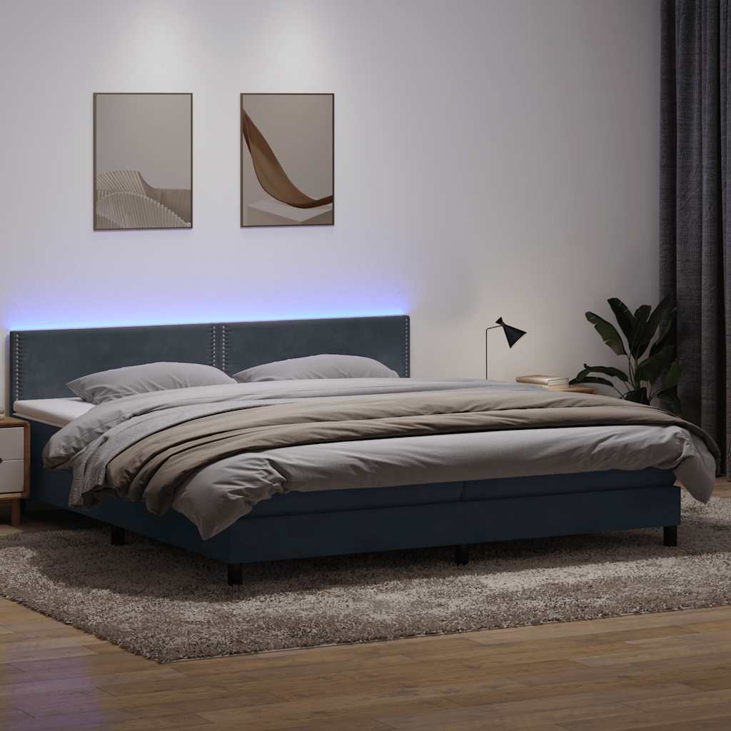 Box Spring Κρεβάτι με στρώμα Σκούρο γκρι 200x220 cm Βελούδινο
