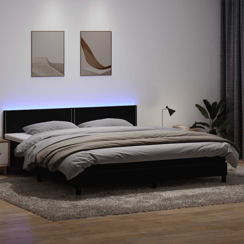 Box Spring Κρεβάτι με στρώμα Μαύρο 200x220 cm Βελούδινο