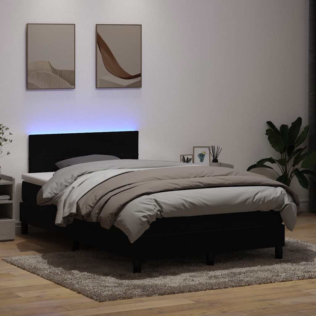 Κρεβάτι Boxspring με Στρώμα Μαύρο 1120x210 εκ. Βελούδινο