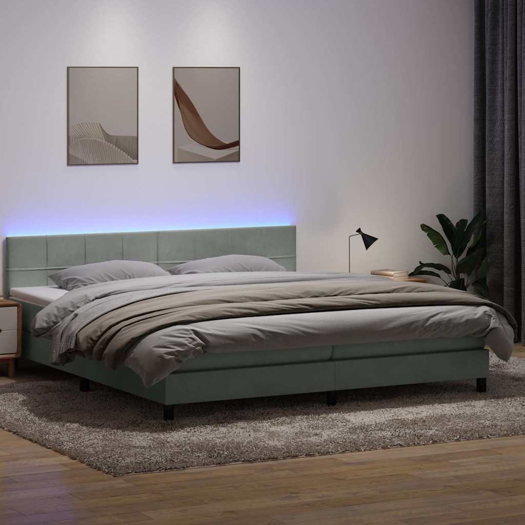 Box Spring κρεβάτι με στρώμα ανοιχτό γκρι 200x210 cm Βελούδινο