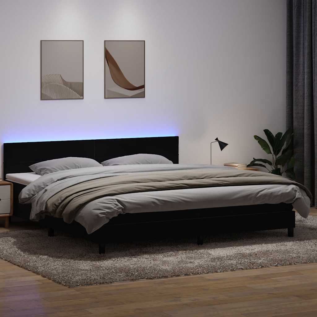 Κρεβάτι Boxspring με Στρώμα Μαύρο 200x210 εκ. Βελούδινο