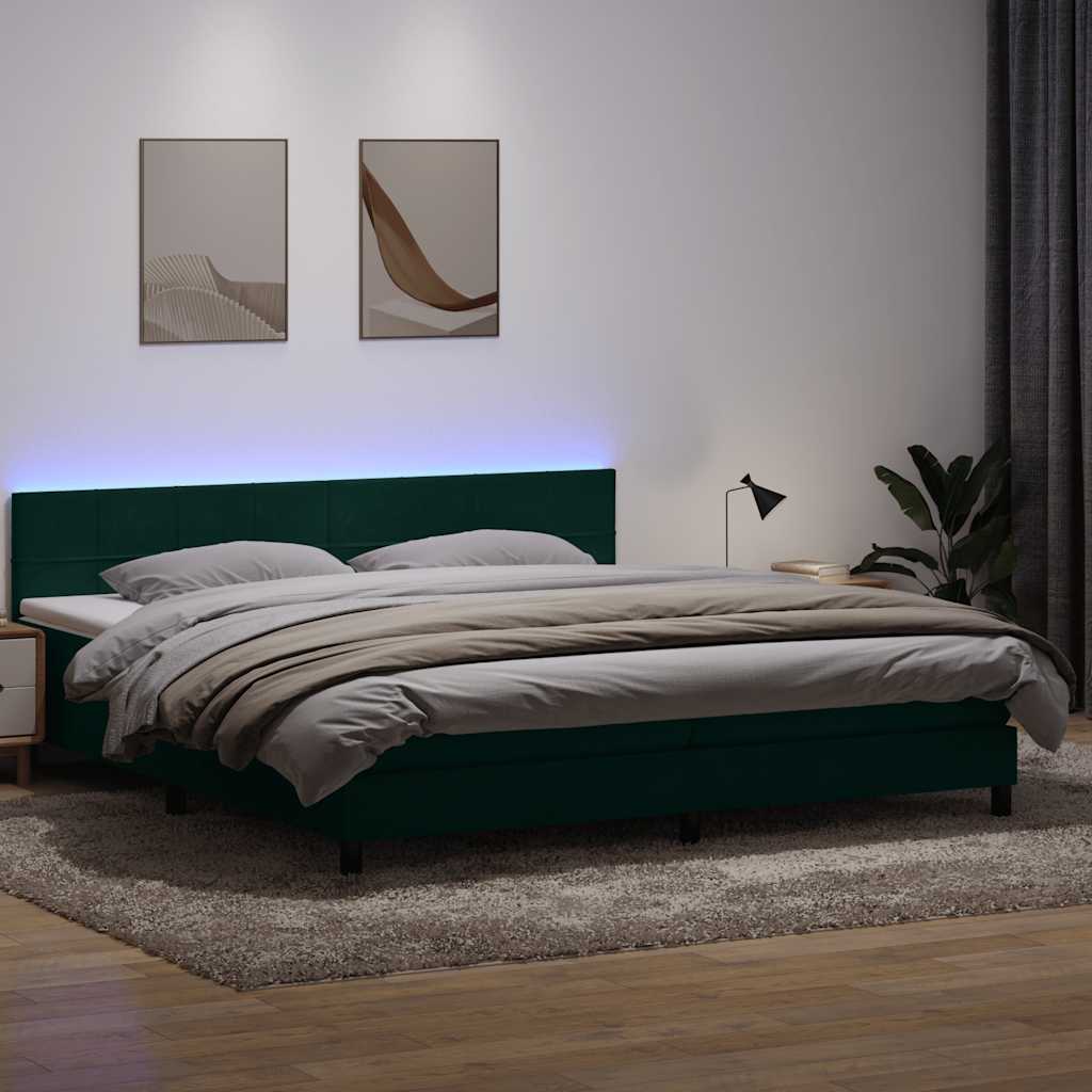 Κρεβάτι Boxspring με Στρώμα Σκούρο Πράσινο 200x210εκ. Βελούδινο