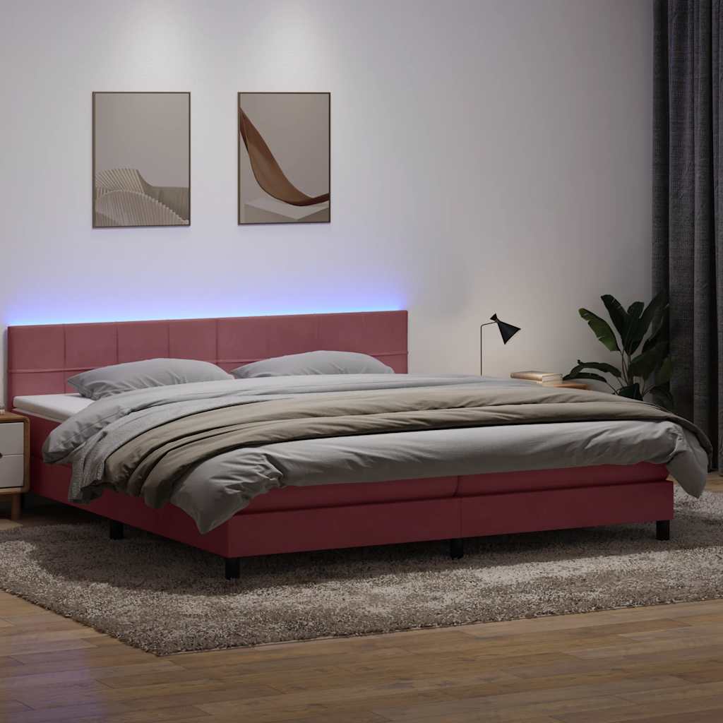 Κρεβάτι Boxspring με Στρώμα Ροζ 200x210 εκ. Βελούδινο