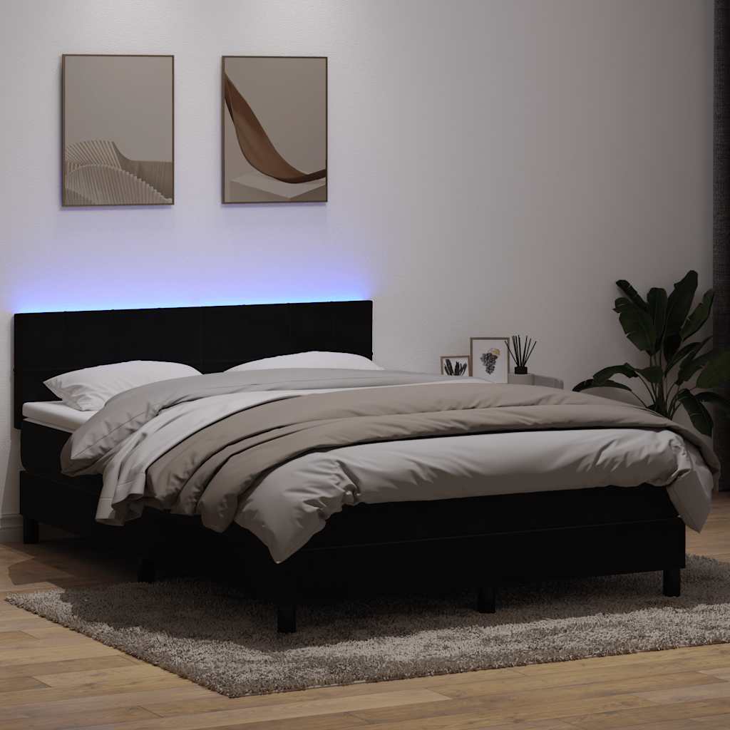 Box Spring Κρεβάτι με στρώμα Μαύρο 160x220 cm Βελούδινο