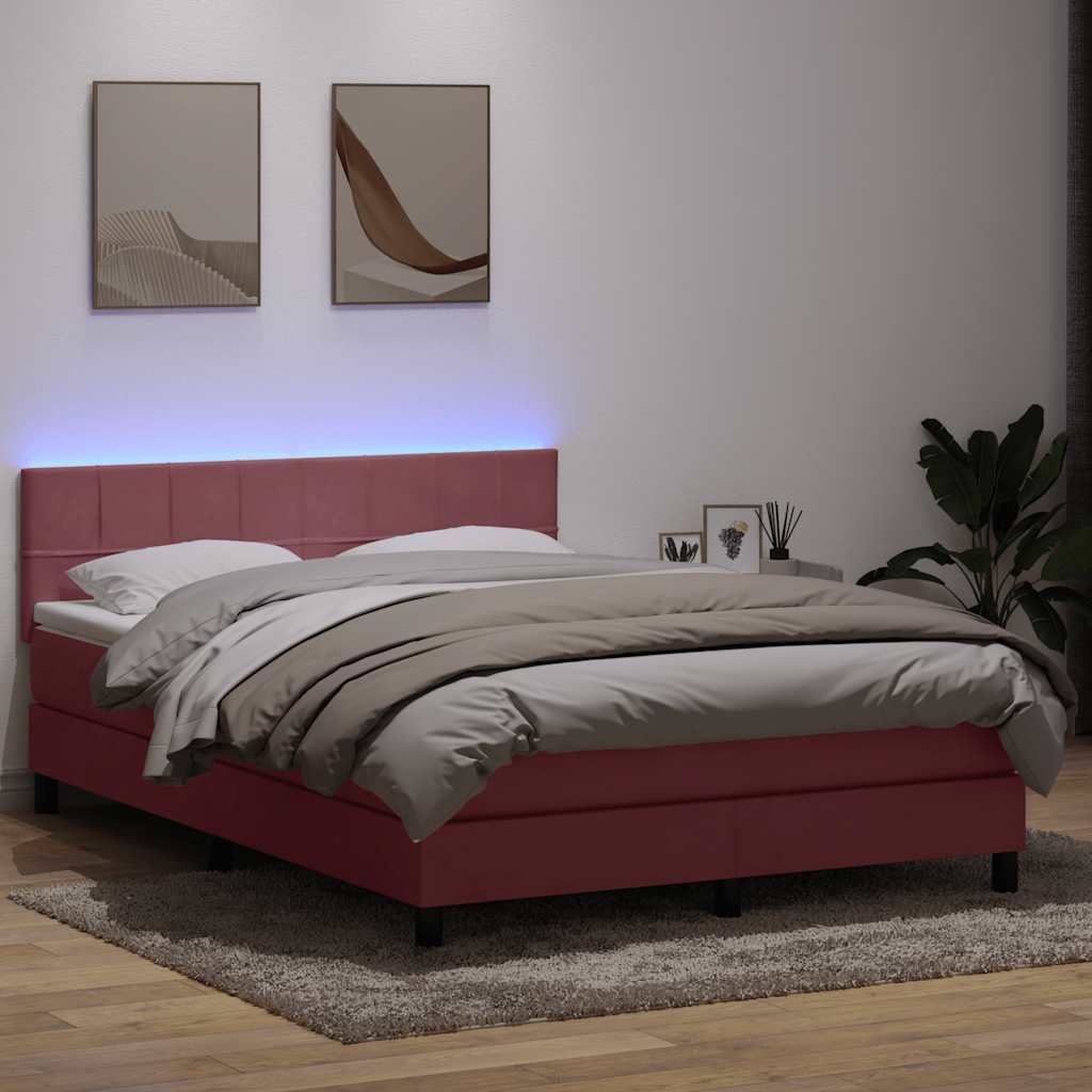 Box Spring κρεβάτι με στρώμα ροζ 160x220 cm Βελούδινο