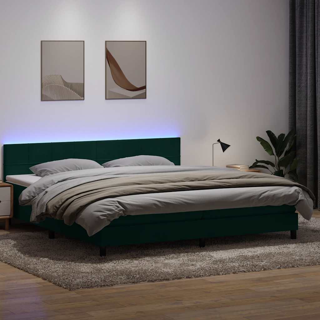 Box Spring κρεβάτι με στρώμα σκούρο πράσινο 180x220cm Βελούδινο