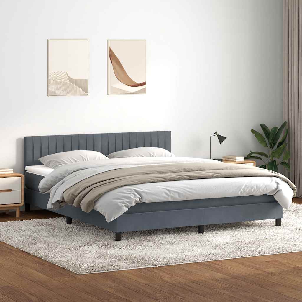 Κρεβάτι Boxspring με Στρώμα Σκούρο Γκρι 180x210 εκ. Βελούδινο