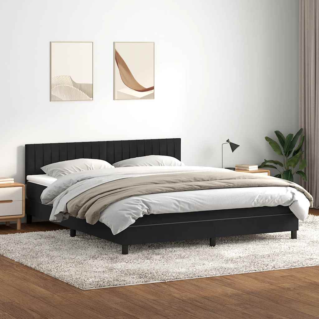 Κρεβάτι Boxspring με Στρώμα Μαύρο 180x210 εκ. Βελούδινο