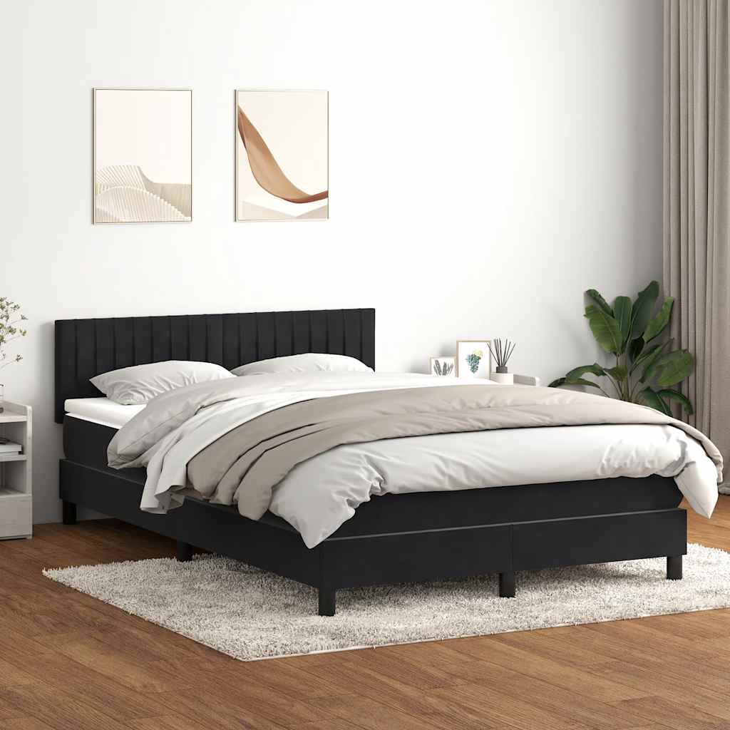 Box Spring Κρεβάτι με στρώμα Μαύρο 140x220 cm Βελούδινο