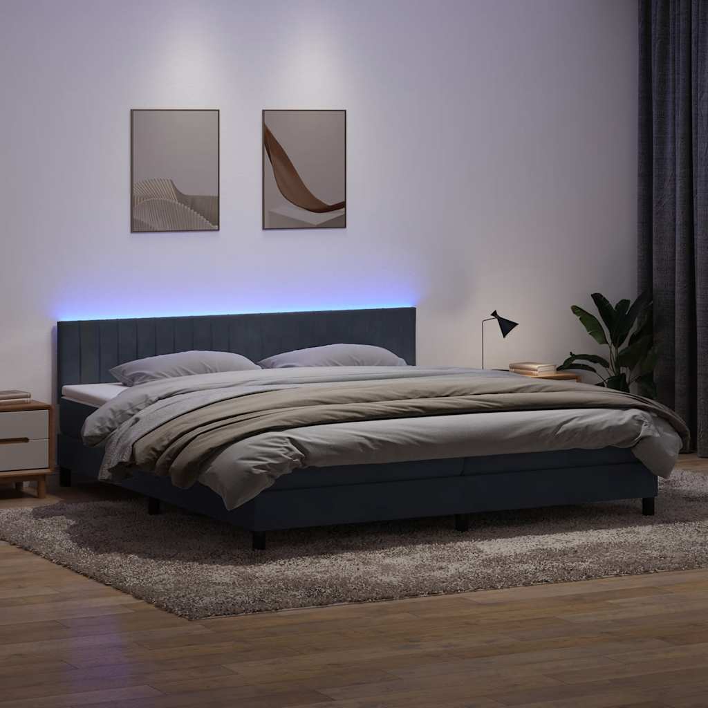 Box Spring Κρεβάτι με στρώμα Σκούρο γκρι 200x220 cm Βελούδινο