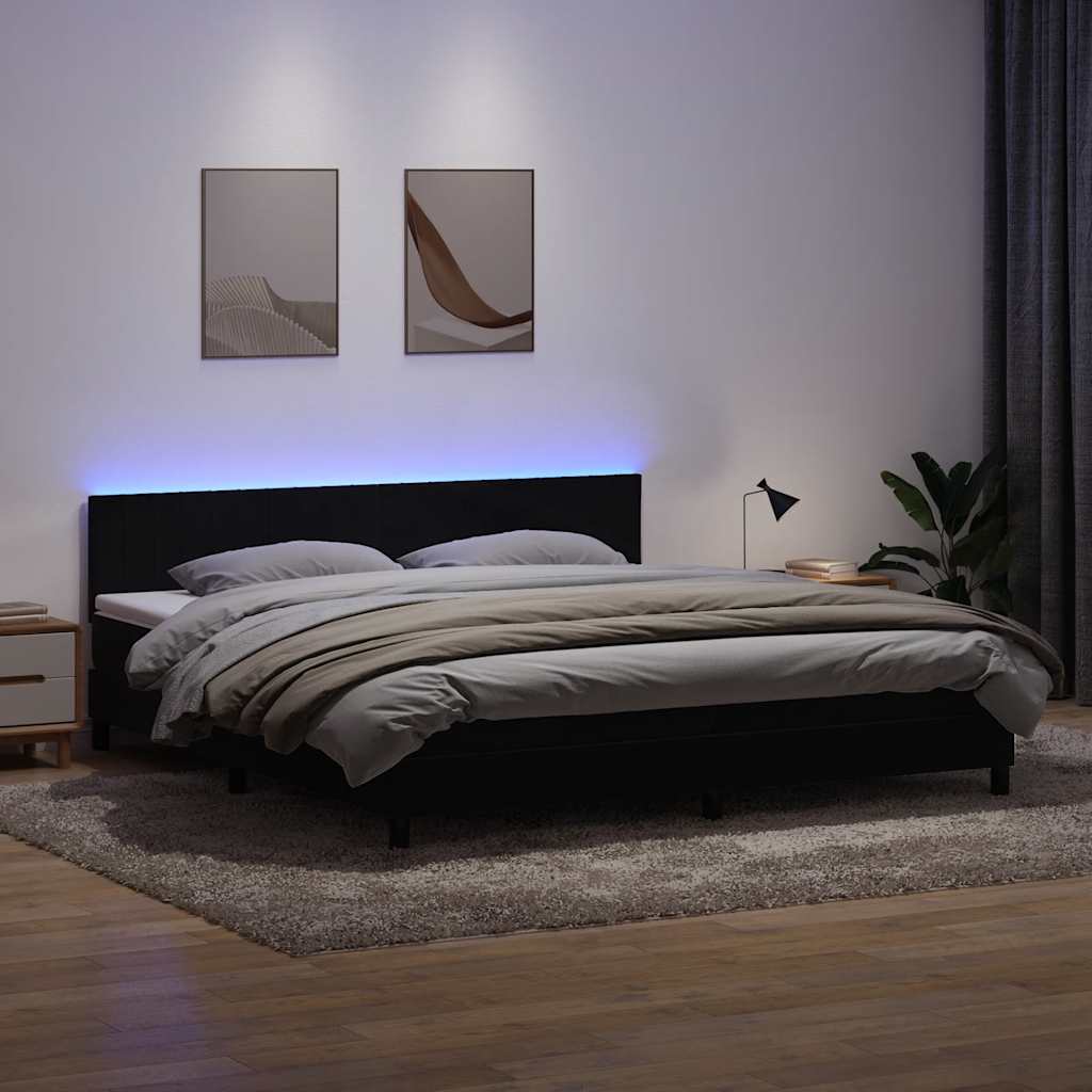 Box Spring Κρεβάτι με στρώμα Μαύρο 200x220 cm Βελούδινο