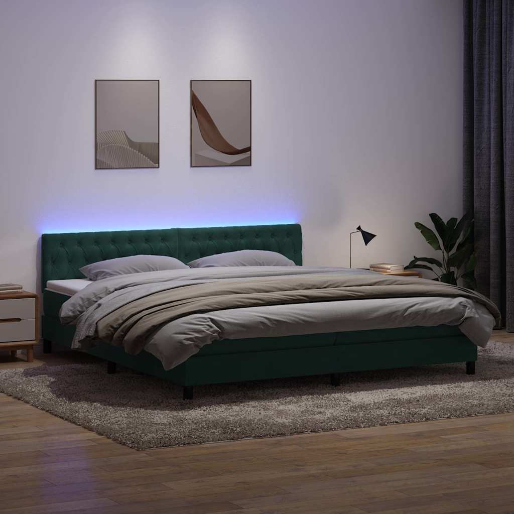 Κρεβάτι Boxspring με Στρώμα Σκούρο Πράσινο 180x210εκ. Βελούδινο