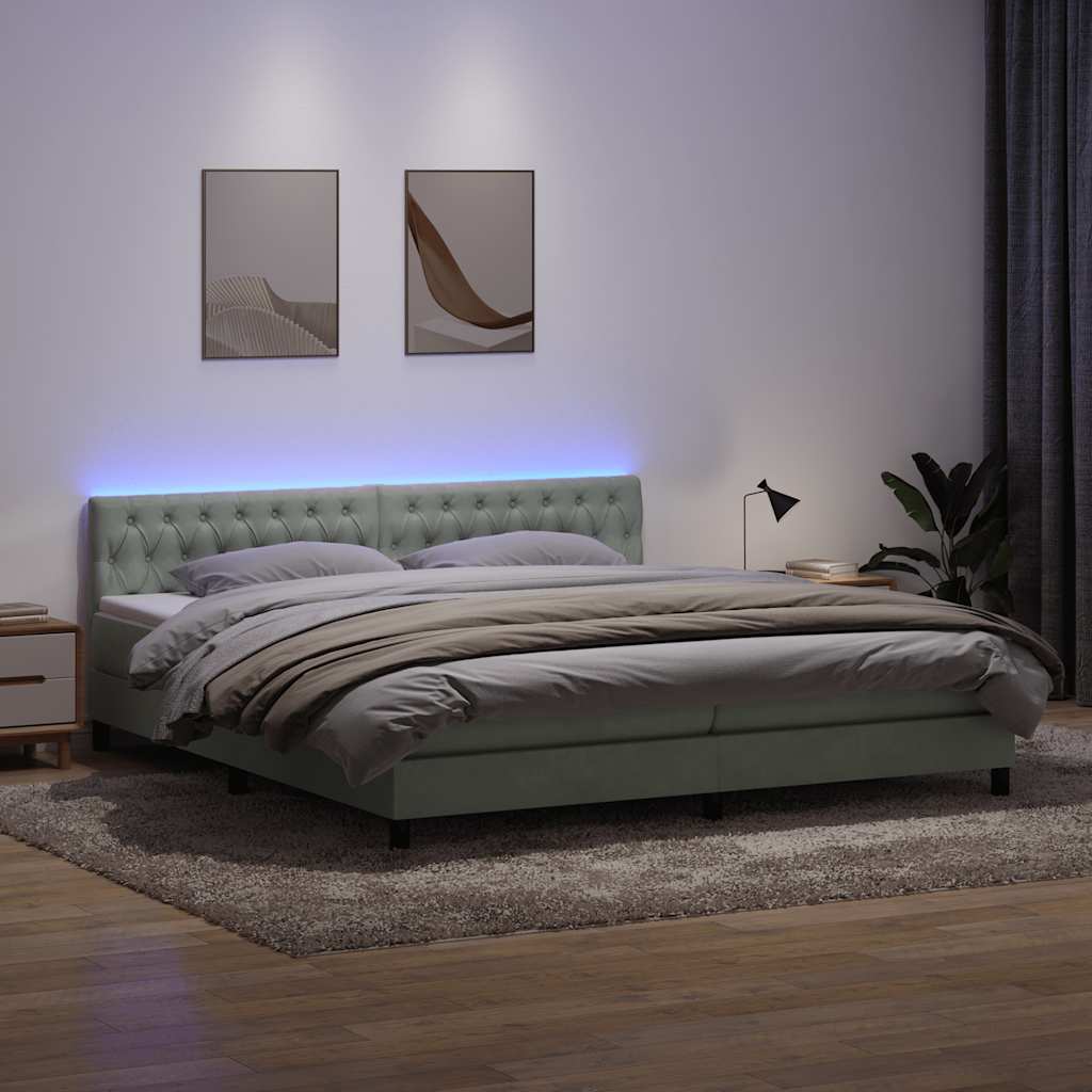 Box Spring κρεβάτι με στρώμα ανοιχτό γκρι 200x210 cm Βελούδινο