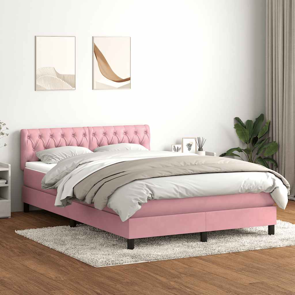 Box Spring κρεβάτι με στρώμα ροζ 160x220 cm Βελούδινο