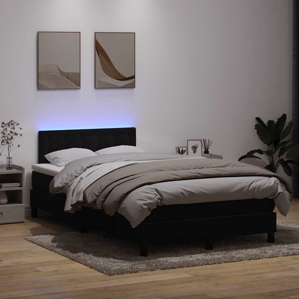 Κρεβάτι Boxspring με Στρώμα Μαύρο 1120x210 εκ. Βελούδινο