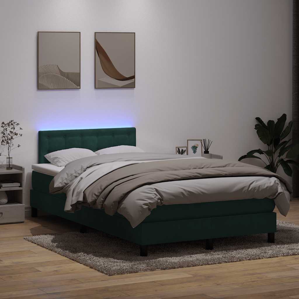 Κρεβάτι Boxspring με Στρώμα Σκούρο Πράσινο 120x210εκ. Βελούδινο