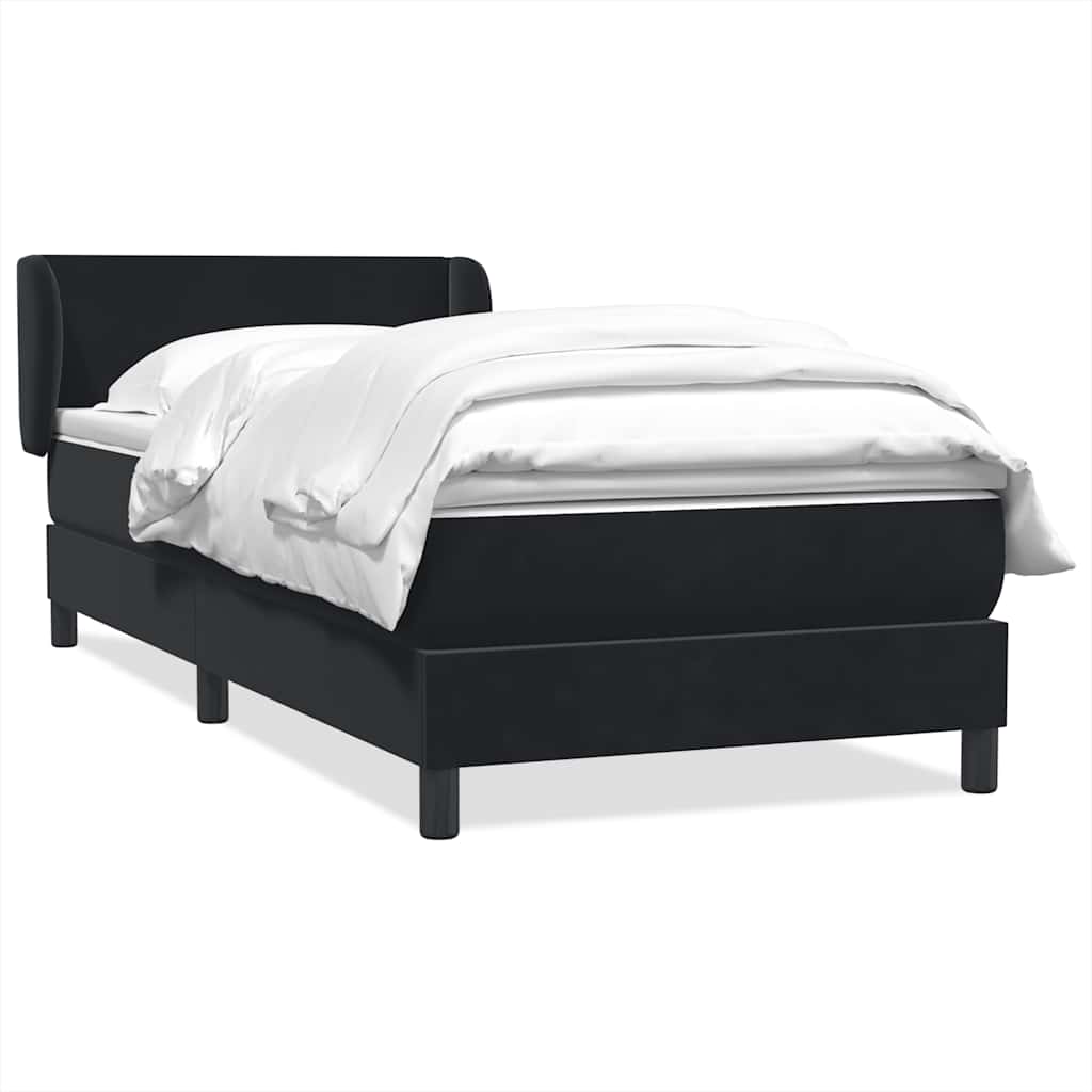 Box Spring Κρεβάτι με στρώμα Μαύρο 80x210 εκ. Βελούδινο